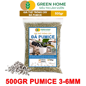 Đá Pumice Greenhome, Bao 500gr, Đất Trồng Sen Đá, Giá Thể Trồng Cây, Lót Chậu, Nhiều Khoáng Chất, Thoát Nước Tốt