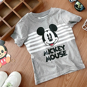 Áo cộc tay Mickey phối kẻ bé trai 1-10 tuổi