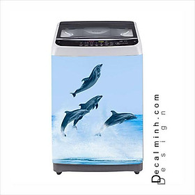 Decal tem dán máy giặt cao 3D cao cấp - Cá Biển