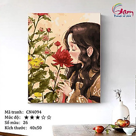 Mua Tranh tô màu theo số cô gái bên hoa CN4094
