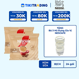 Combo 2 Bịch Cà phê hòa tan NESCAFÉ 3IN1 VỊ KEM SỮA Bịch 24 gói ĐẬM VỊ SỮA, CHUẨN CÀ PHÊ