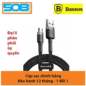 Cáp sạc nhanh đảo được đầu Baseus Cafule Micro USB v2 cho Smartphone Android Samsung/ Xiaomi/ Oppo/ Asus/ Huawei (dòng tối đa 2.4A, Quick charge 3.0) 2.4A 1M Gray+Black CAMKLF-BG1 - Hàng chính hãng