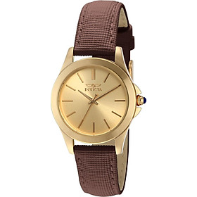 Đồng Hồ Invicta Angel 15150 Bằng Thép Không Gỉ Mạ Ion Vàng 18K Với Dây Da Màu Nâu