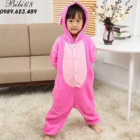 Bộ Đồ hình thú khủng long hồng liền thân lông mịn Pijama Cho Người Lớn và Trẻ Em Hoạt Hình Cosplay