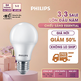 Bóng Philips LED bulb Essential E27 (5W,7W,9W,11W,13W) - E27 (3000K/6500K)