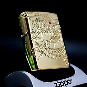 Bật Lửa Zippo 29265 - Armor Red Eyed Dragon 360 Degree Engraving Gold Plate