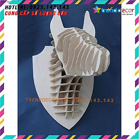 Đầu chó trang trí bằng gỗ treo tường  Đầu thú  trang trí phòng bền đẹp treo tường nội thất chất liệu gỗ