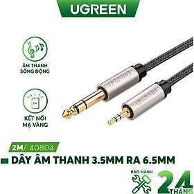 Cáp chuyển đổi âm thanh 3.5mm đầu đực sang 6.5mm đầu đực UGREEN AV127 - Hàng chính hãng