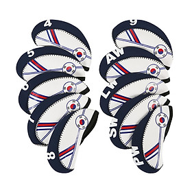 10Pcs Golf Iron Covers Set Golf Clubs Case Waterproof for Outdoor Sports