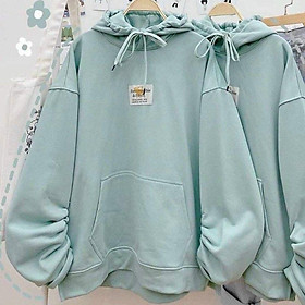 Áo khoác hoodie nỉ nữ form rộng tay phồng nón to chùm đầu_Áo khoác chui đầu unisex in logo nhiều màu thời trang thu đông