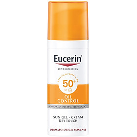 Combo Eucerin Kem Chống Nắng Da Nhờn Mụn Sun Gel-Cream Dry Touch Oil Control SPF50+ (50ml) & Nước Tẩy Trang Cho Da Mụn (200ml)