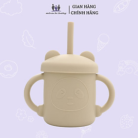 Cốc silicon Miracle Baby tập hút tập uống an toàn cho bé ( có kèm 2 ống hút)