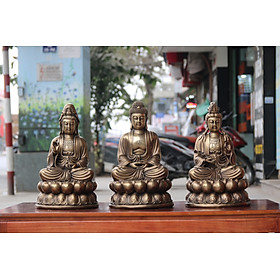 Mua Bộ Tượng Phật Tây Phương Tam Thánh Bằng Đồng màu giả cổ cao 47cm