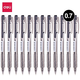 Bút bi dầu Deli - 0.7mm - đầu bấm - mực Xanh/Đen - 12 chiếc/hộp - EQ00120 / EQ00130