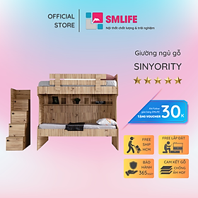Giường tầng gỗ hiện đại cho bé SMLIFE Sinyority  | Gỗ MDF dày 17mm chống ẩm | D234xR106xC190cm