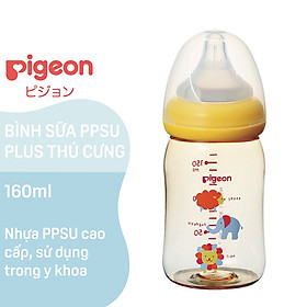 Bình sữa cổ rộng PPSU Plus Hình thú Pigeon 160ml/240ml