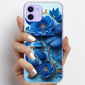 Ốp lưng cho iPhone 12, iPhone 12 Mini nhựa TPU mẫu Hoa xanh dương