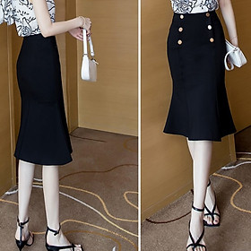 Chân váy đuôi cá dáng midi, Lưng cao, Ôm body, Độ dài 60cm phong cách công sở thanh lịch vải co giãn 4 chiều New Design CV015A
