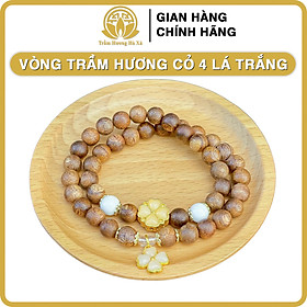 Vòng tay đôi trầm hương phong thủy HÀ XÁ mix charm cỏ 4 lá mạ vàng đeo tay cặp đôi nam nữ may mắn bình an tài lộc