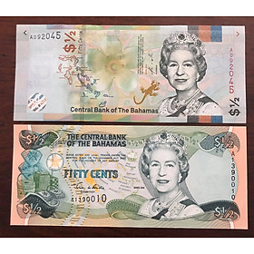 Mua 2 tờ tiền cổ Bahamas cùng mệnh giá lá 0.5 cent  đảo quốc xa xôi