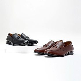 Giày Tây Nam Da Bò Thật Nơ Chuông PABNO PN21032 – Đen/Nâu