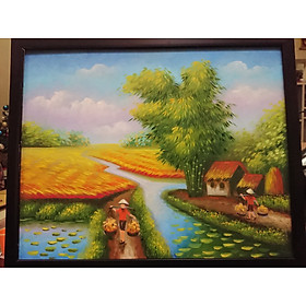 Mua Tranh Treo Tường (Sơn Dầu Vẽ Tay 100%) - Làng Quê 40x50cm