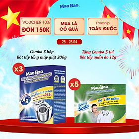 Combo 3 Hộp Bột Vệ Sinh Máy Giặt Mao Bao 306g - Loại Bỏ Cặn Bẩn, Khử Mùi Cho Máy Giặt Cửa Trên/Trước