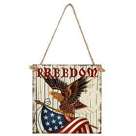Square Hanging Wood Plaque Sign America Independence Day Party Decor