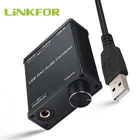 LiNKFOR USB Audio DAC Headphone Amplifier Digital to Analog Converter 6.35mm to 3.5mm Adaptor Sound Card USB to Coaxial S/PDIF Color: DAC071