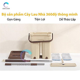 Mua Bộ cây lau nhà  chổi lau nhà thông minh 360 tự vắt TẶNG Kèm 2 miếng lau siêu sạch