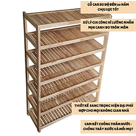 Kệ giày dép gỗ 7 tầng ngang 80 cm - gỗ cao su - kệ sách đa năng - có 2 màu cho bạn lựa chọn - cao 115 cm