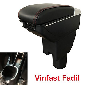 Hộp tỳ tay xe hơi, ô tô cao cấp dùng cho xe Vinfast Fadil DUSB-FD tích hợp 7 cổng USB: Màu Đen và Be