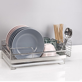 Kệ chén 1 tầng đa năng inox 304 kèm ống đũa Hobby home decor KC1 - 39.5cm