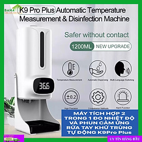 MÁY TÍCH HỢP 2 TRONG 1 ĐO NHIỆT ĐỘ VÀ PHUN CẢM ỨNG RỬA TAY KHỬ TRÙNG TỰ ĐỘNG K9Pro Plus 