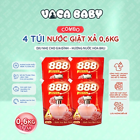 Combo 4 Túi Nước Giặt Xả 888 Hương Nước Hoa Bali Paris Cao Cấp 0.6kg/Túi