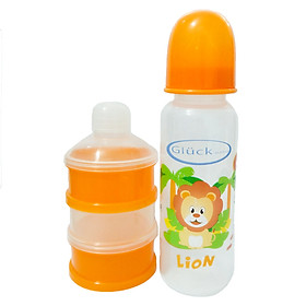 Combo bình sữa nhựa PP 250ml + hộp chia sữa 3 ngăn gluck baby