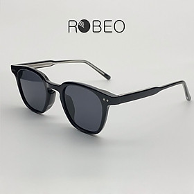 Kính mát vuông nam nữ ROBEO - R0428 , mắt phân cực chống tia uv - Fullbox - Đen bóng