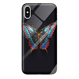 Ốp kính cường lực cho iPhone X bướm màu sắc 1 - Hàng chính hãng