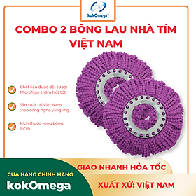 COMBO 2 Bông Lau Nhà Việt Nam kokOmega Thấm Hút Nước Tốt, Sợi Microfiber