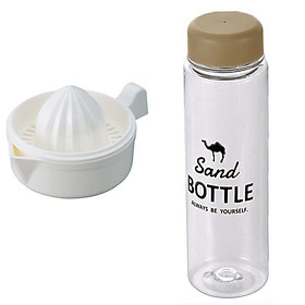 Combo dụng cụ vắt cam, quýt có lọc hạt + bình uống nước có nắp đậy 500ml nội địa Nhật Bản