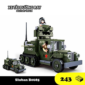 Đồ chơi Lắp ráp Xe Tải quân sự, Sluban B0685 Military Truck, Xếp hình thông minh, Mô hình quân sự