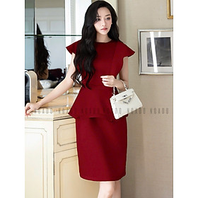 Đầm đỏ peplum cánh tiên NGADO , đầm peplum eo , đầm nữ , đầm dự tiệc