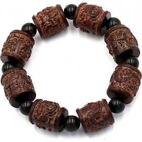 Vòng tay chuỗi hạt trụ rồng gỗ đàn hương TRNT2