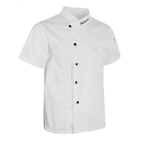 2xUnisex Chef Jackets Coat Short Sleeves Shirt Kitchen Uniforms M White