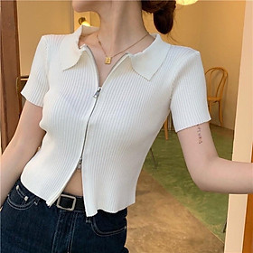 ÁO CROPTOP SẺ TÀ KÉO KHÓA XINH CỰC KEO