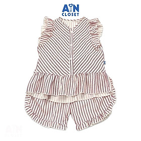 Bộ quần áo ngắn bé gái họa tiết Kẻ Đỏ cotton - AICDBGPZCULS - AIN Closet