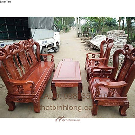 Bàn ghế gỗ phòng khách minh quốc đào gỗ hương vân