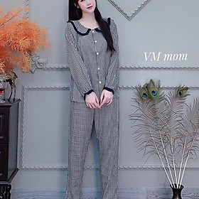Bộ bầu và sau sinh DÀI TAY Xuân Hè cho con bú, size 43->70kg, chất kate thái, cho bà bầu mặc nhà