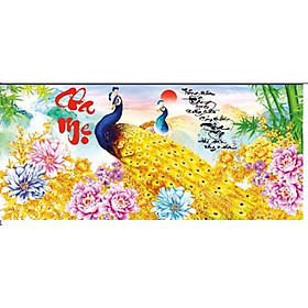 Tranh thêu chữ thập thương Cha mẹ xuôi ngược tảo tần -X8091