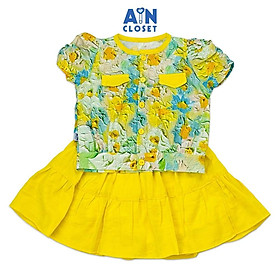 Bộ quần áo váy ngắn bé gái họa tiết Hoa 3D vàng cotton - AICDBG5TMJQ7 - AIN Closet